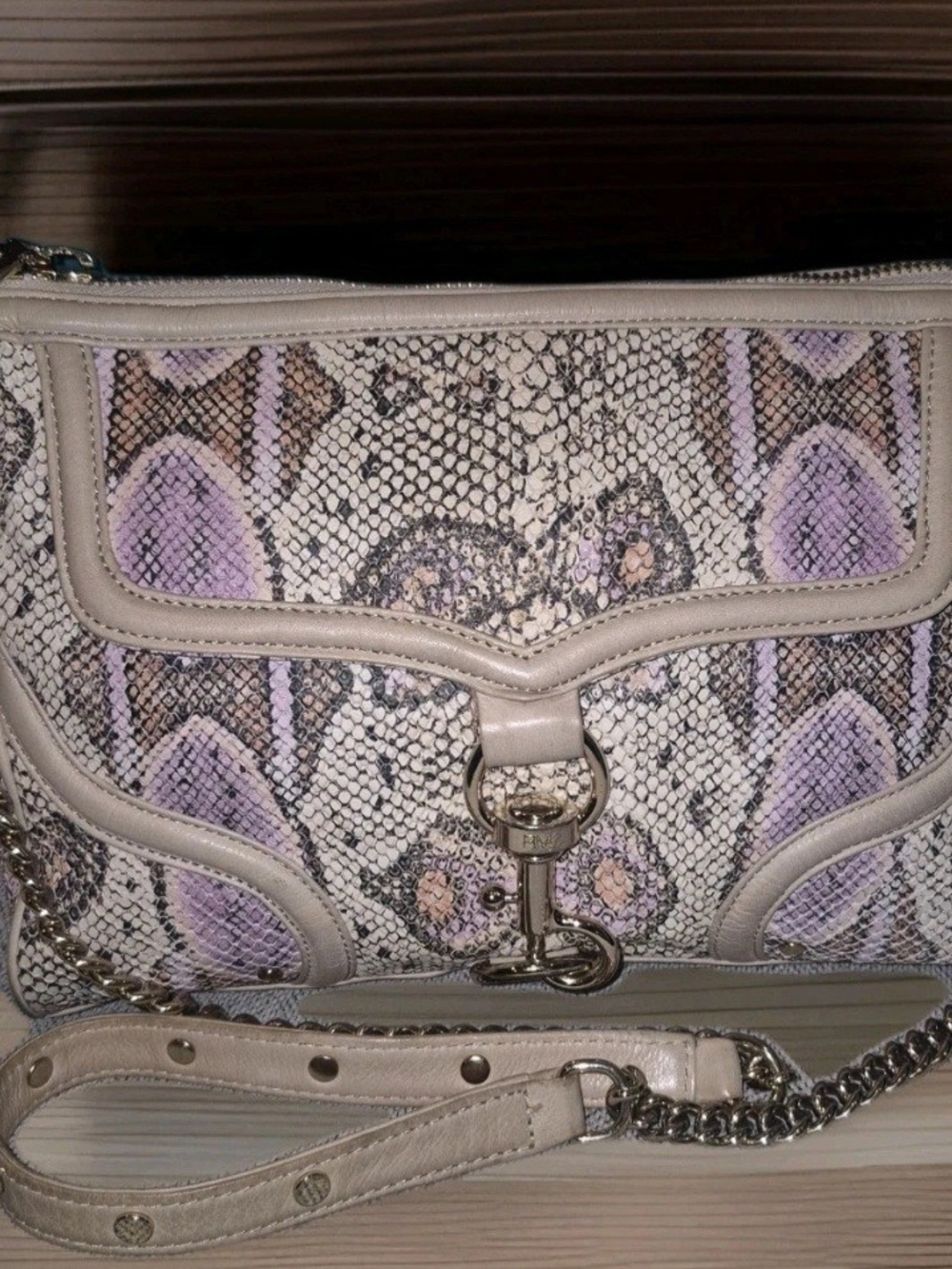 Rebecca Minkoff Rare M M.A.C. Embossed Snakeskin Leather Clutch & Crossbody Bag